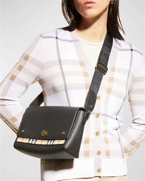 burberry note medium leather & vintage check crossbody bag|my burberry black notes.